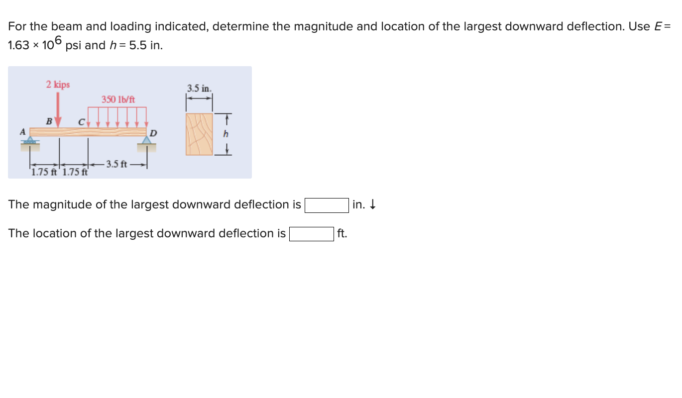For the beam and loading indicated, determine the