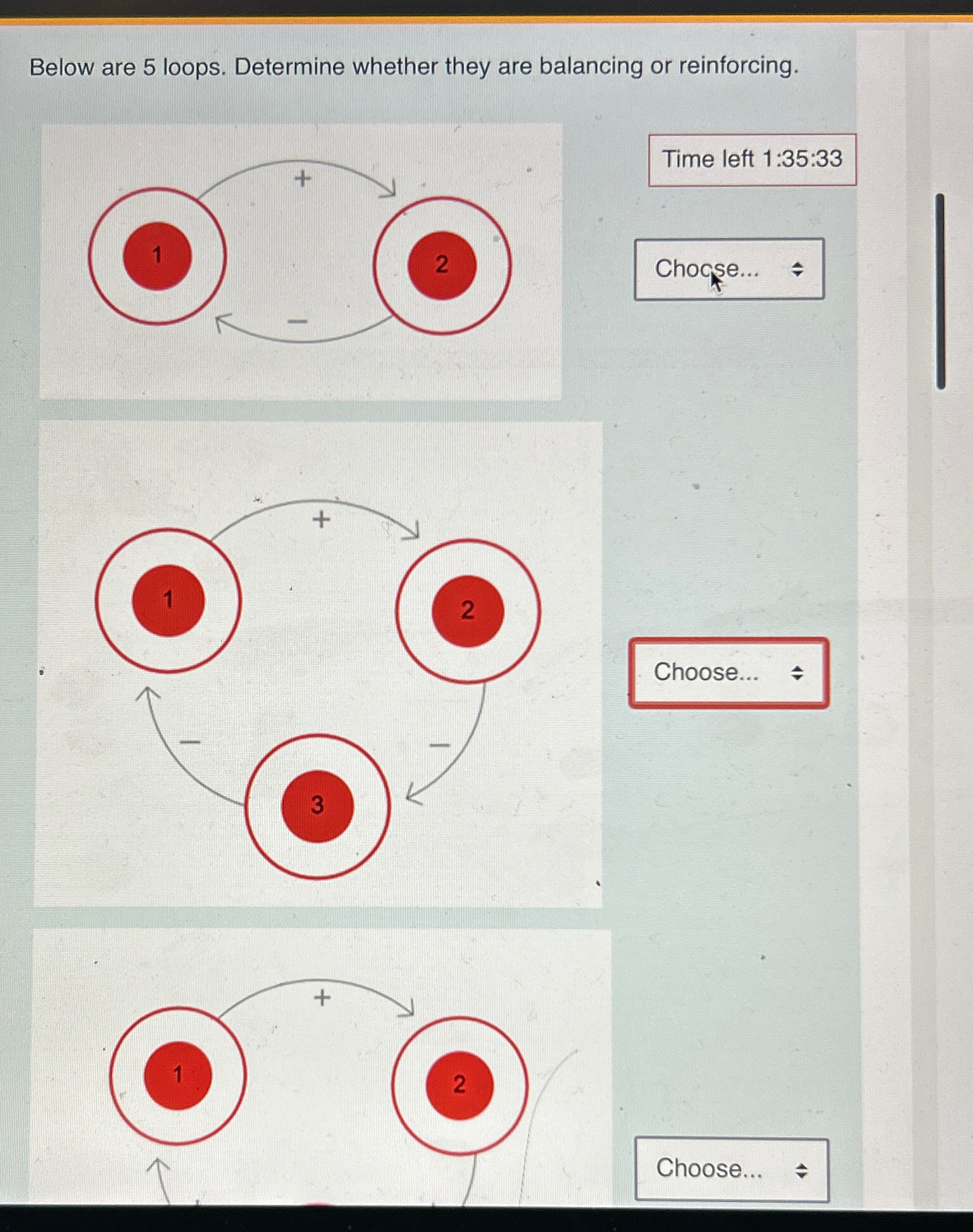 Below are 5 loops. Determine whether they are