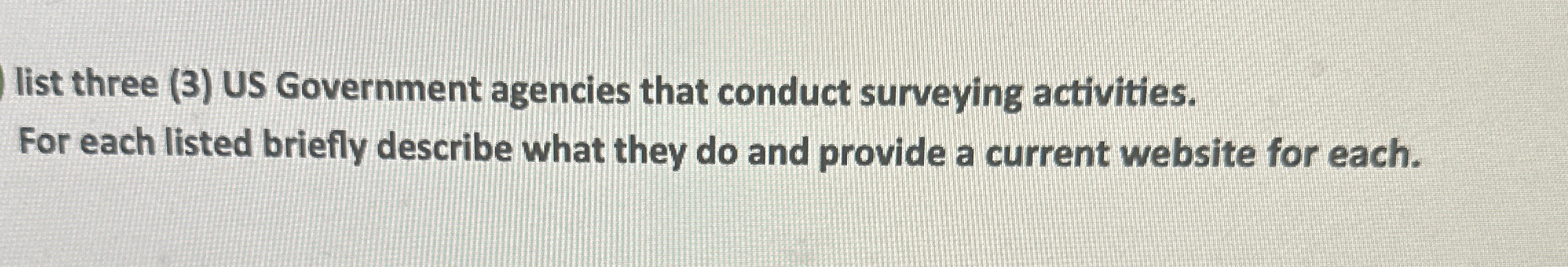 list three ( 3 ) US Government agencies that