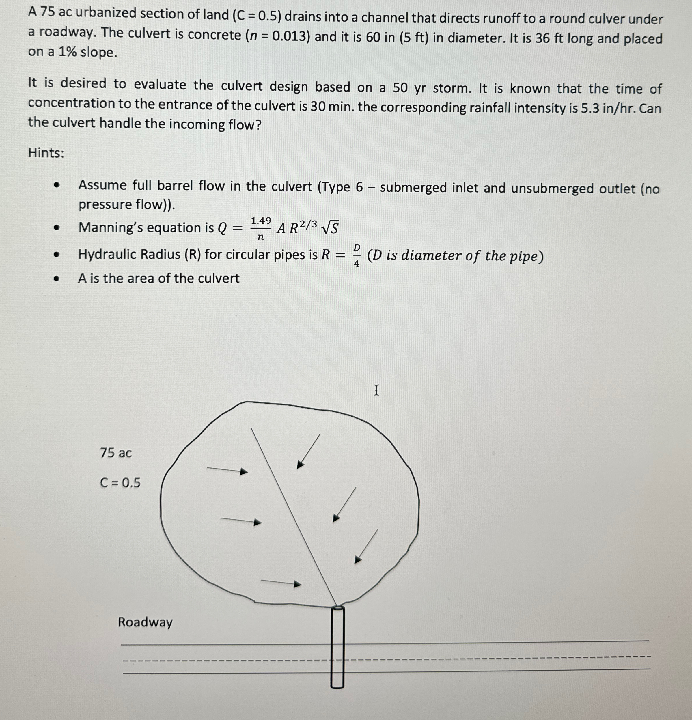 A 7 5 ac urbanized section of land ) = ( 0 . 5