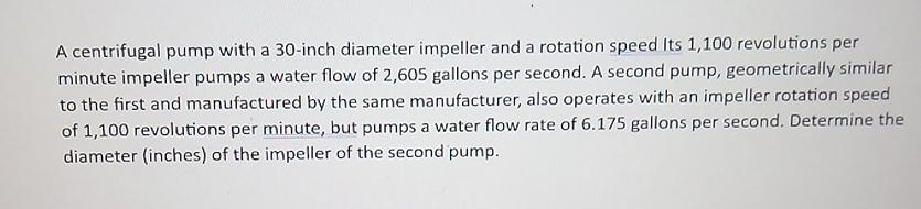 A centrifugal pump with a 3 0 - inch diameter