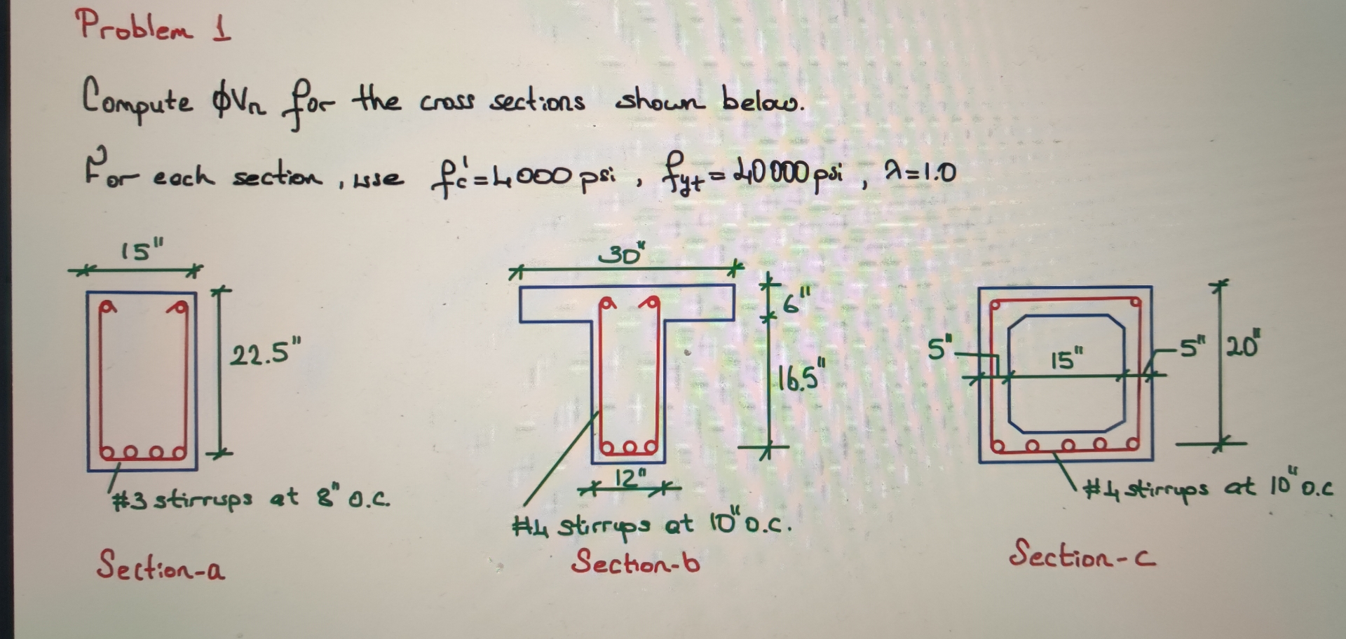 Problem 1 Compute V n for the cross sections