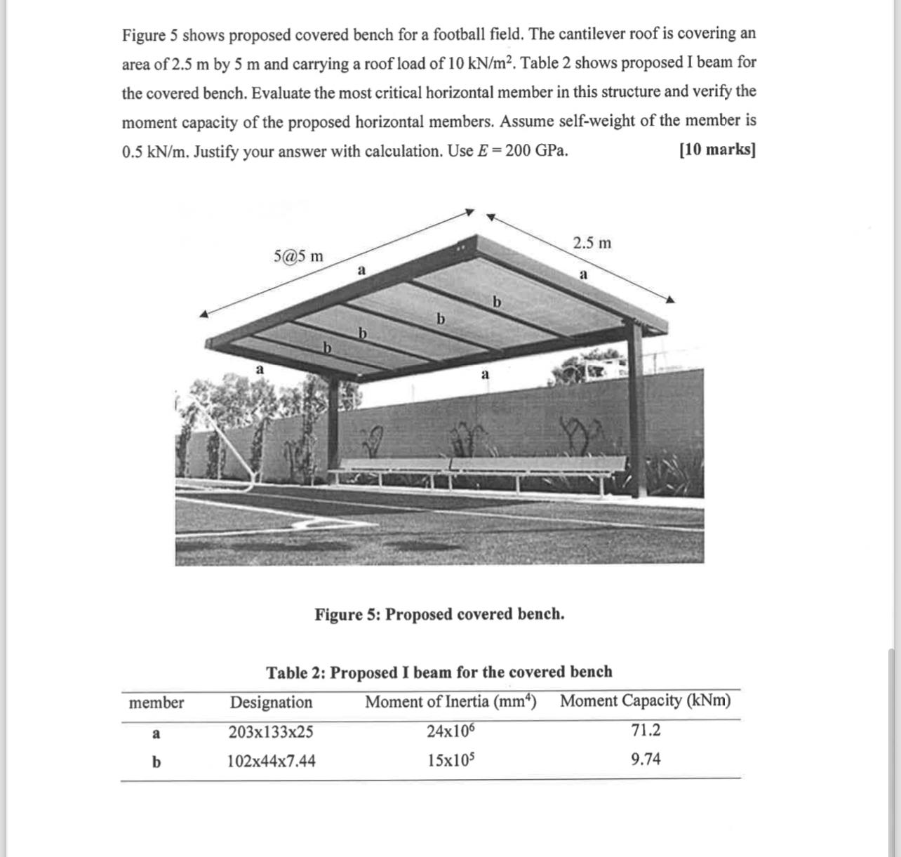 Figure 5 shows proposed covered bench for a