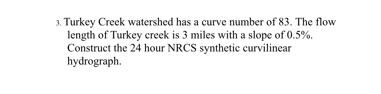 Turkey Creek watershed has a curve number of 8 3