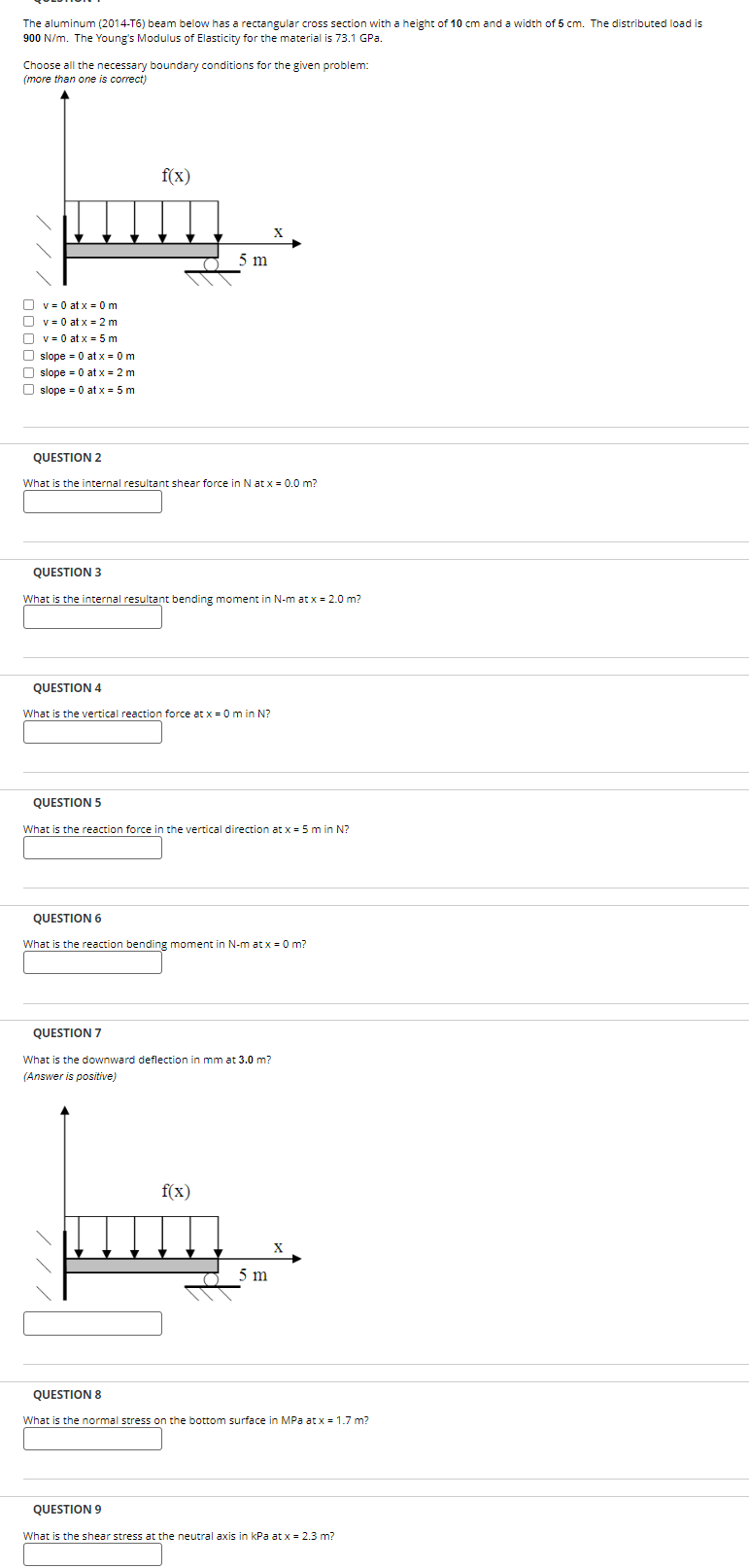 The aluminum ( 2 0 1 4 - T 6 ) beam below has a