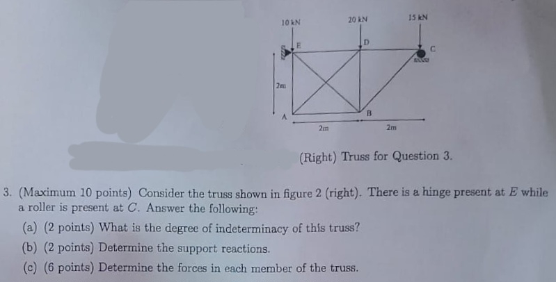 ( Right ) Truss for Question 3 . 3 . ( Maximum 1