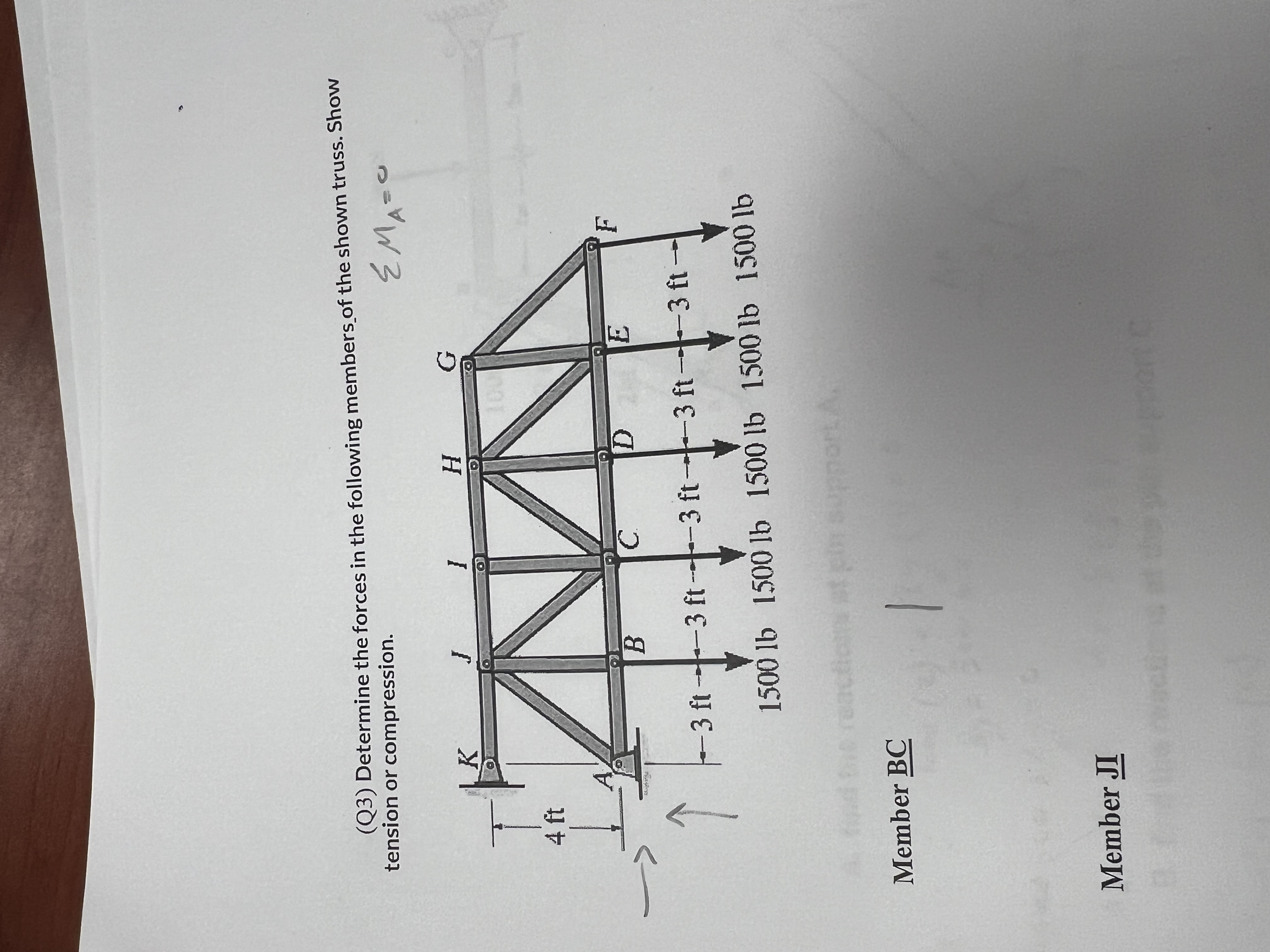 ( Q 3 ) Determine the forces in the following