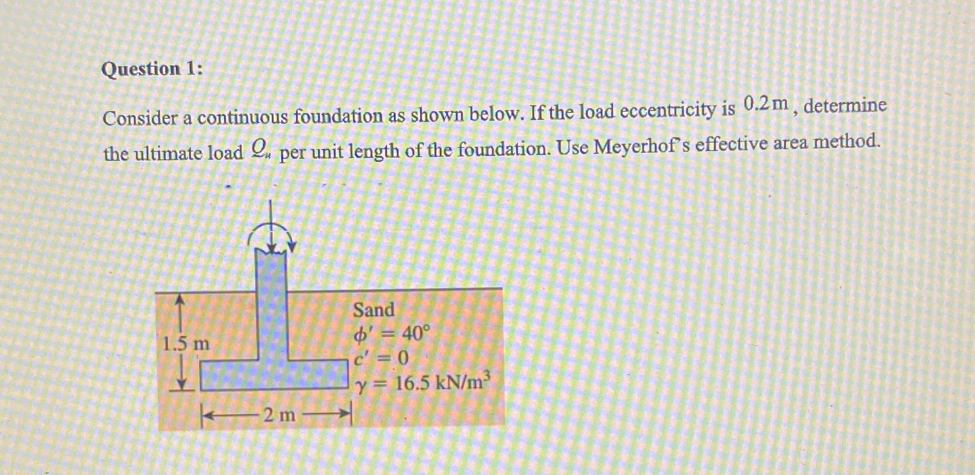 Question 1 : Consider a continuous foundation as