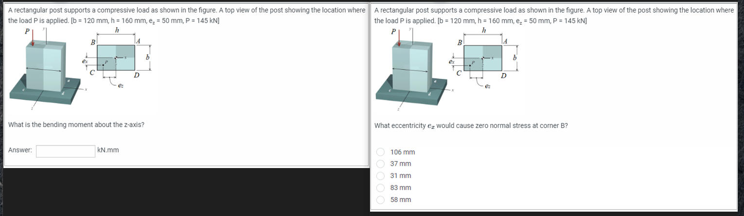 A rectangular post supports a compressive load as