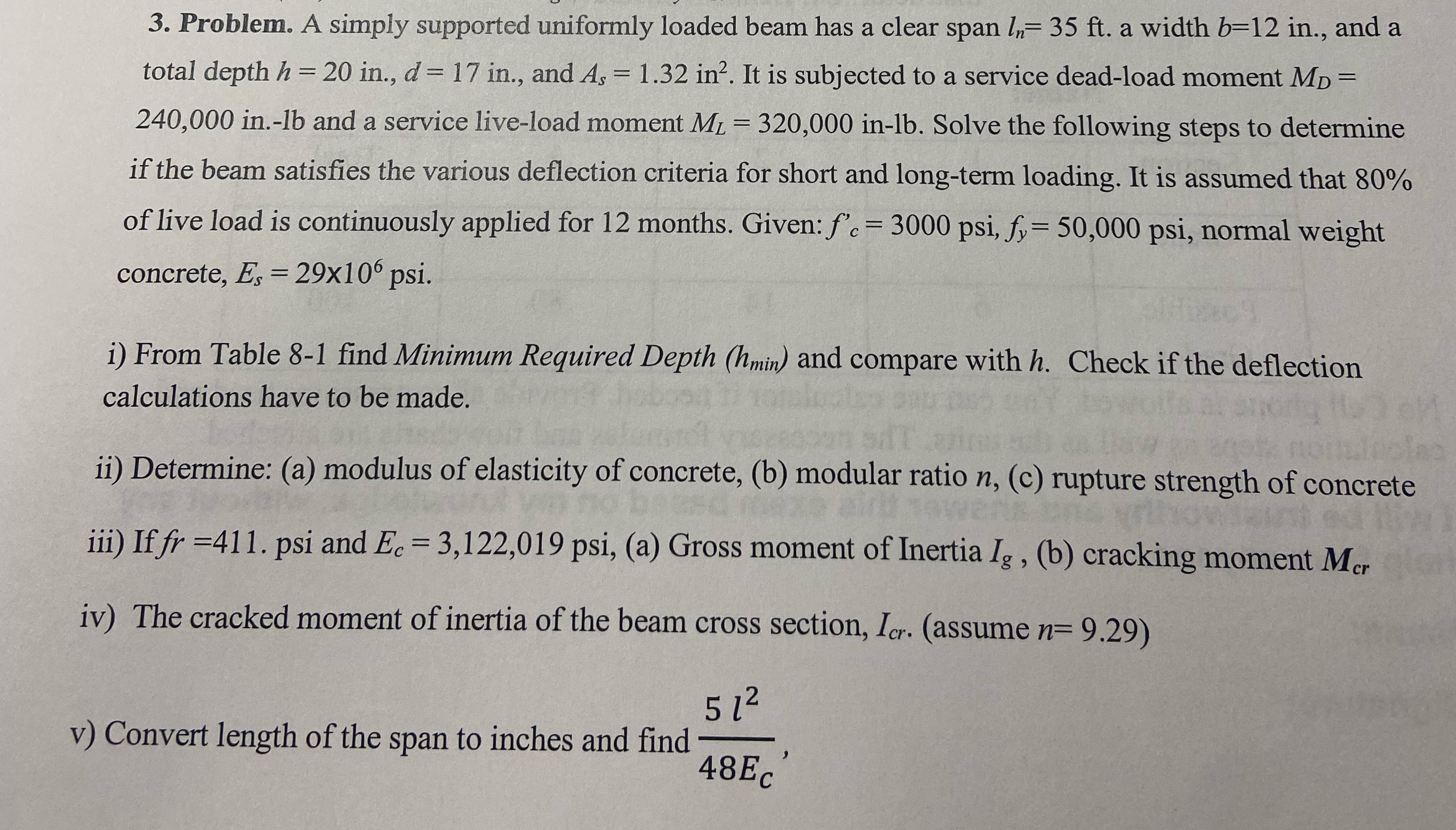 Problem. A simply supported uniformly loaded beam