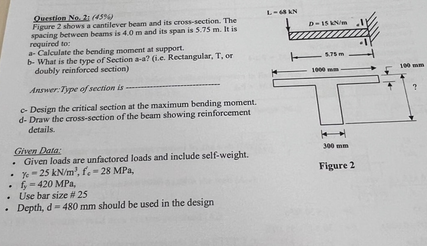Question No . 2 : ( 4 5 % ) Figure 2 shows a