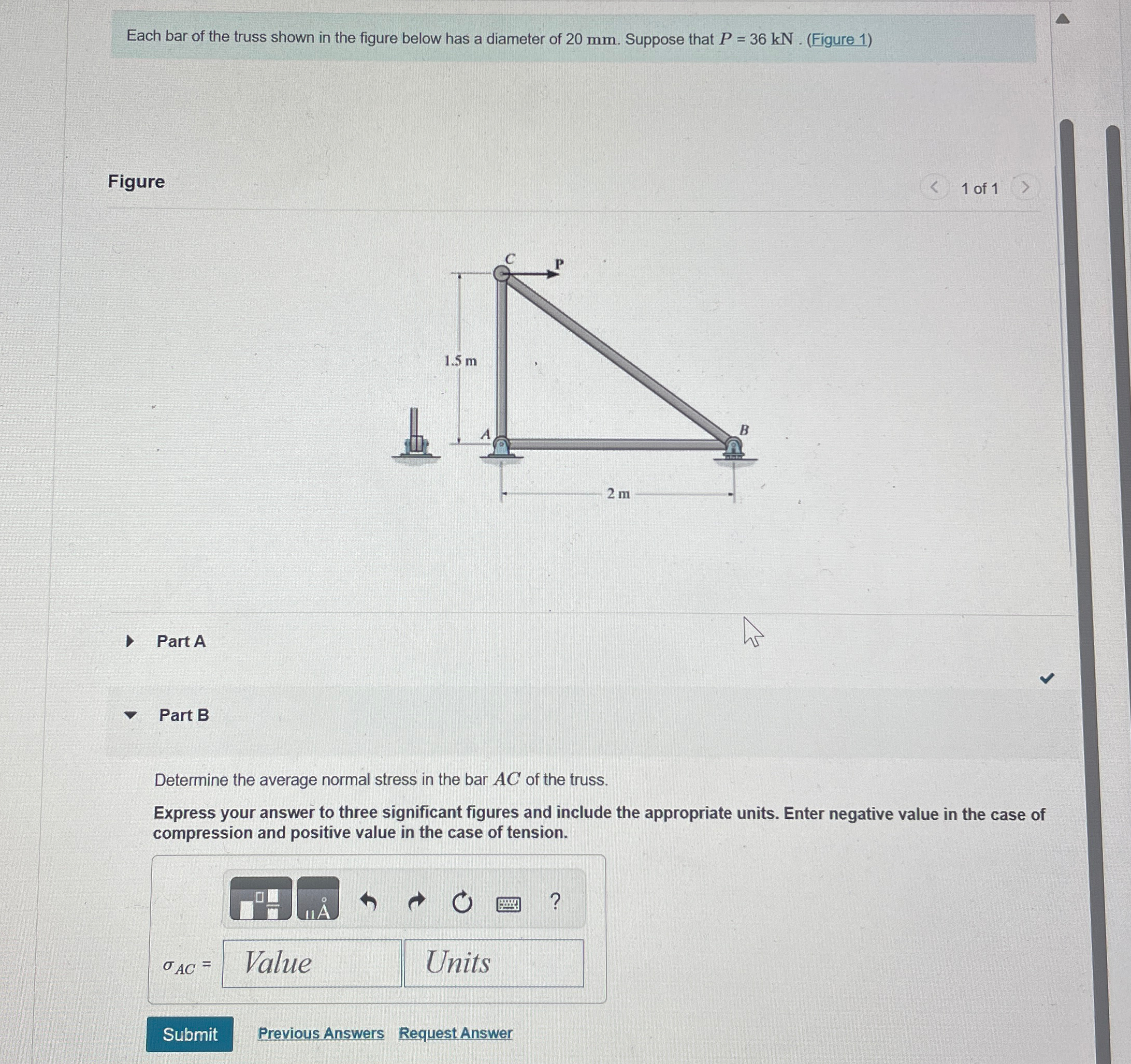 Each bar of the truss shown in the figure below