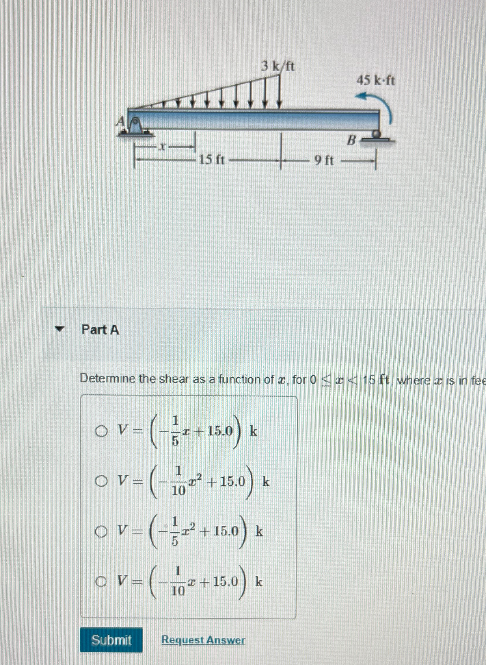 Draw the shear and moment diagram. Provide the