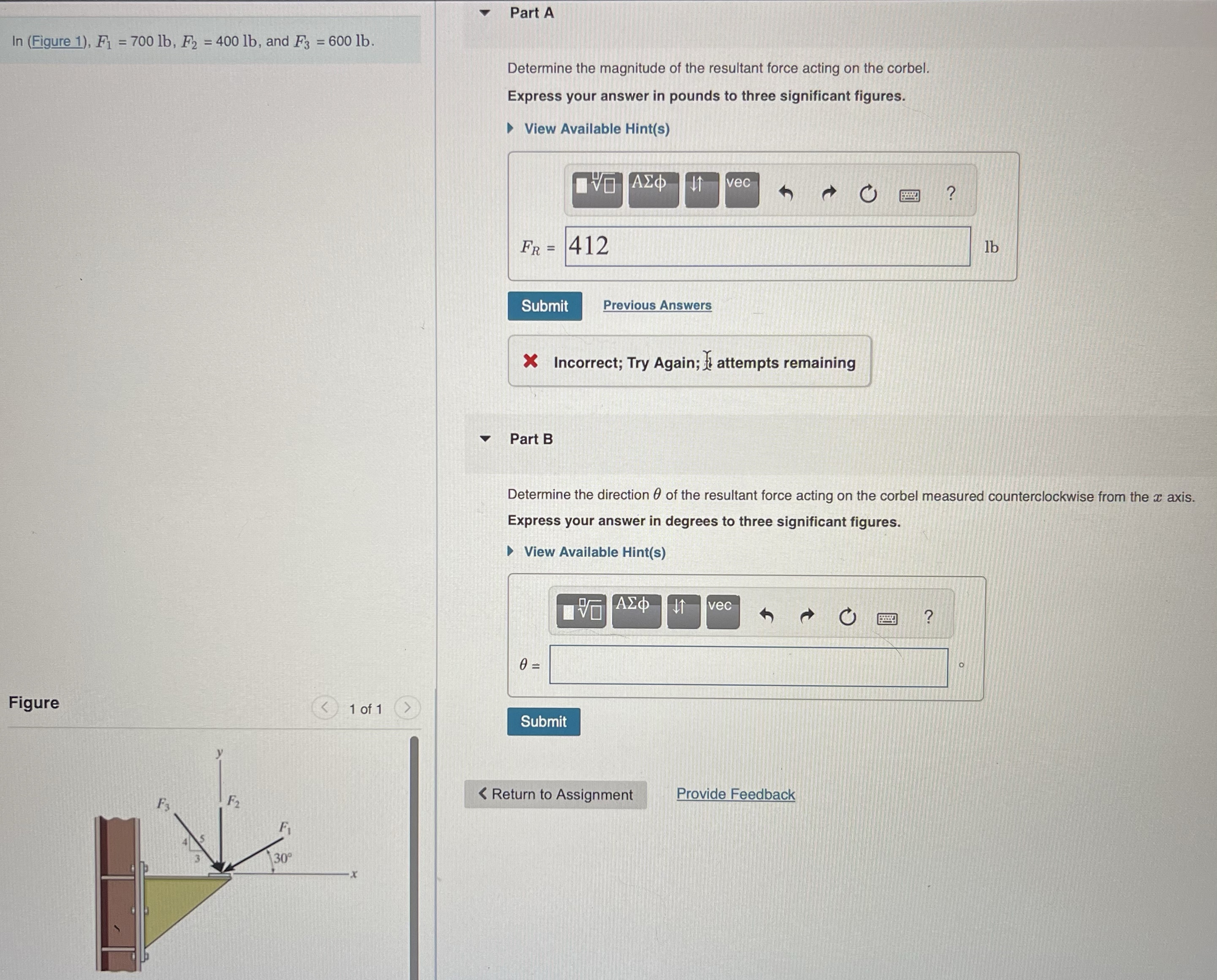 ONE ATTEMPT Part A l n ( Figure 1 ) , F 1 = 7 0 0