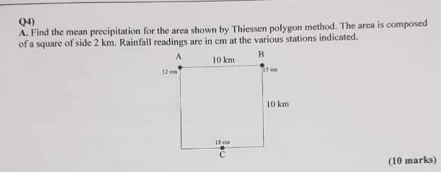 Q 4 ) A . Find the mean precipitation for the