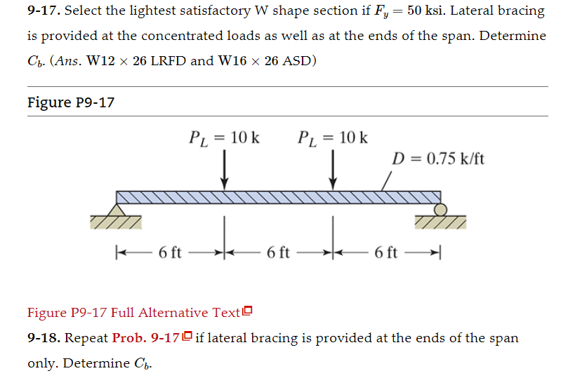 Problem 9 - 1 8 Do only LRFD . Address only
