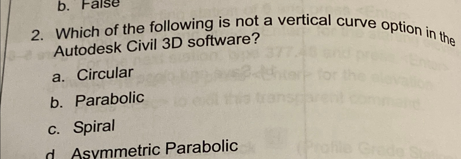 Which of the following is not a vertical curve