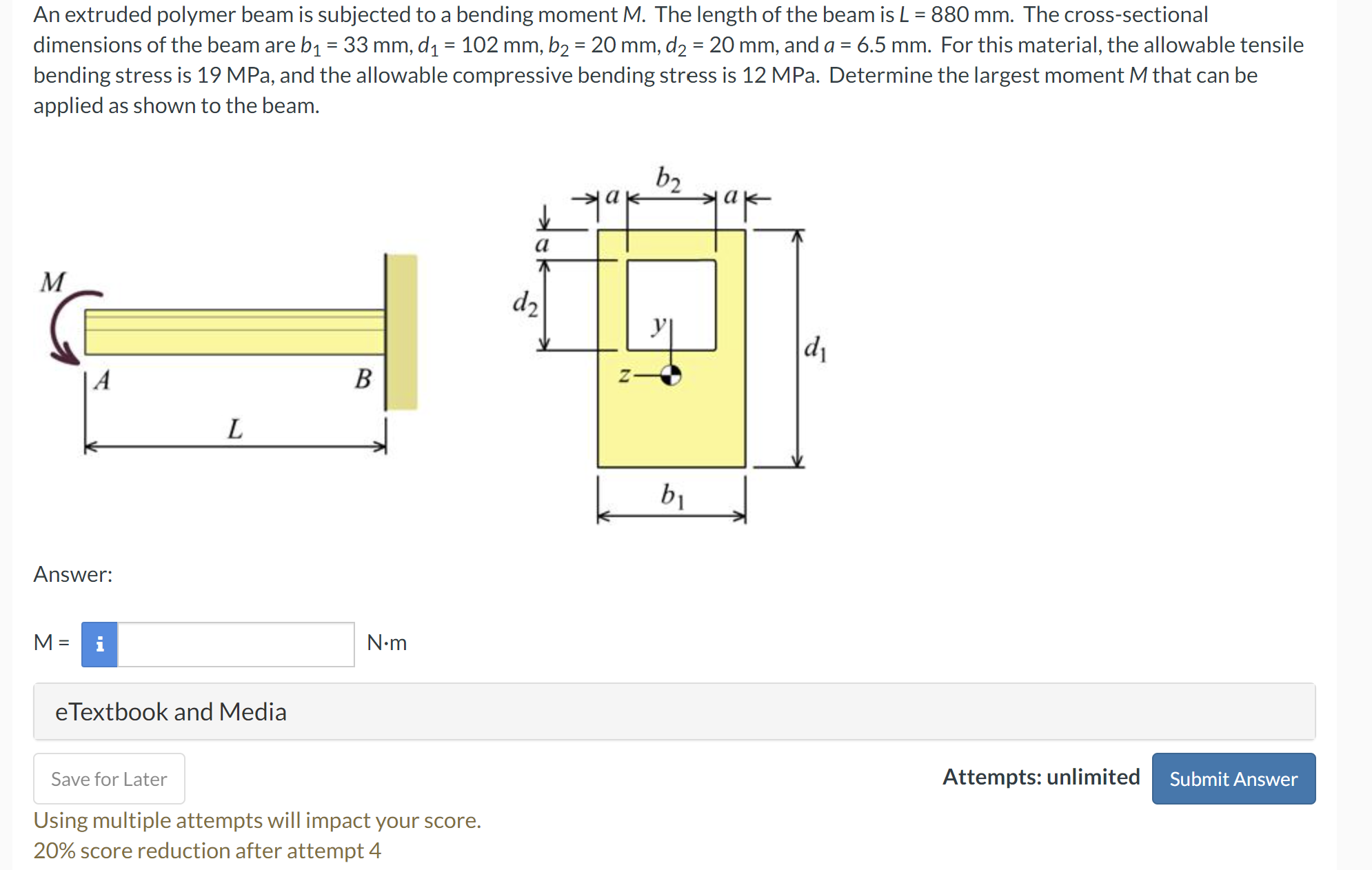 An extruded polymer beam is subjected to a