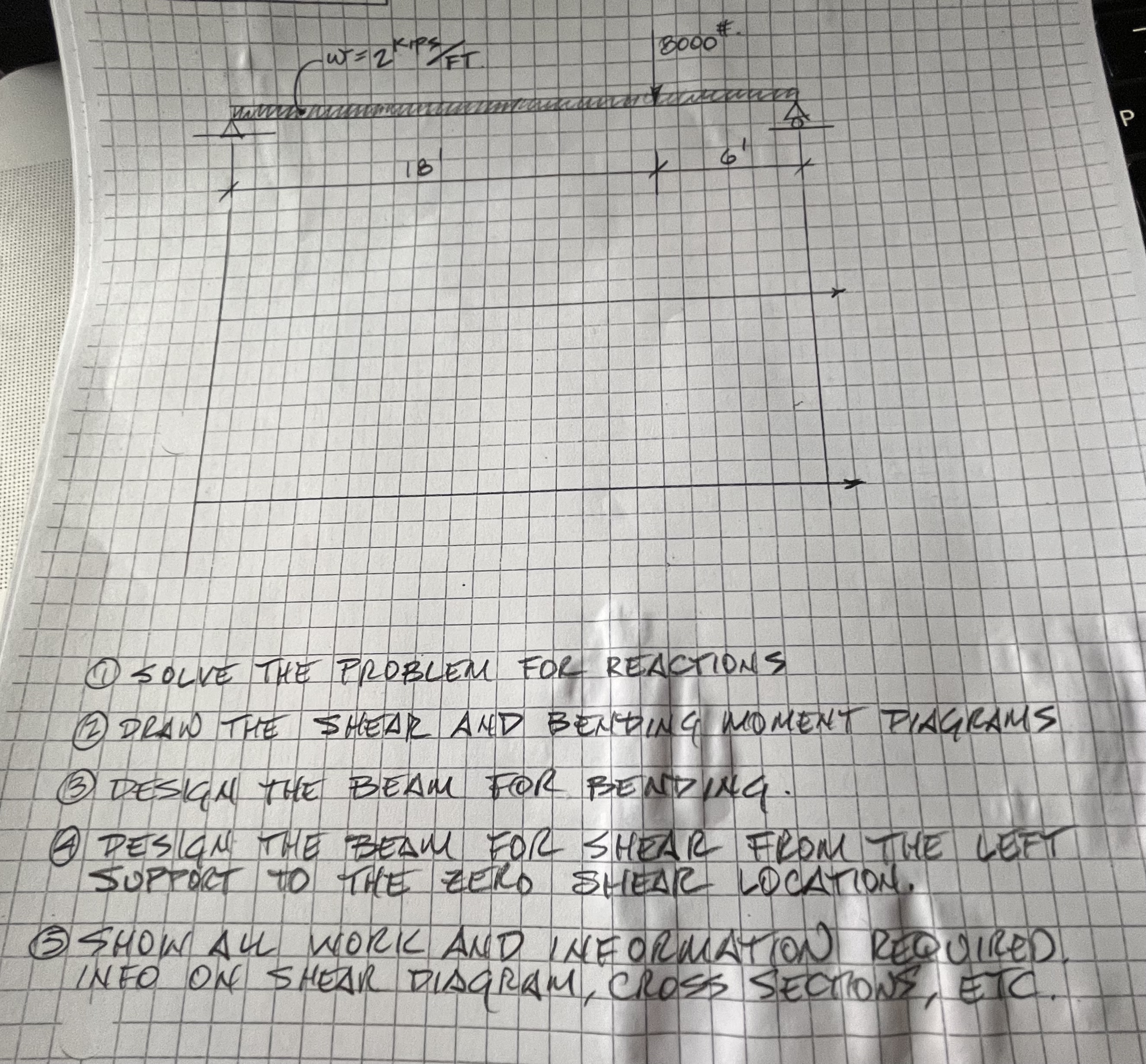 Q ) SOLVE THE PROBLEM FOR REACTIONS ( 3 ) DRAW