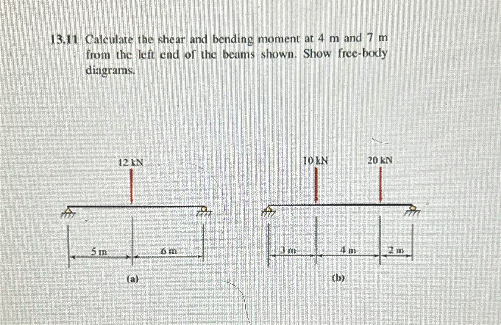 1 3 . 1 1 Calculate the shear and bending moment