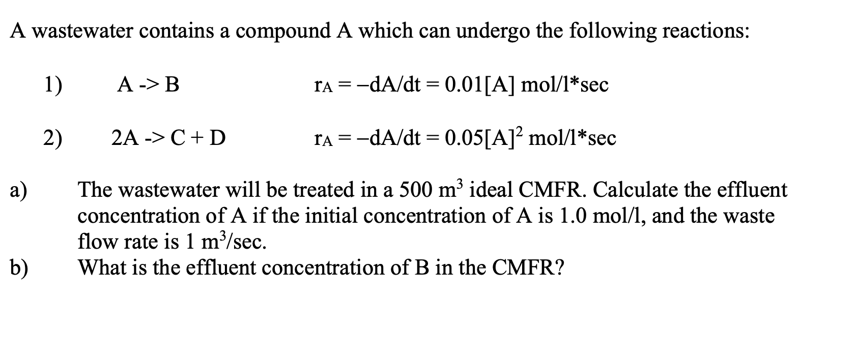 A wastewater contains a compound A which can