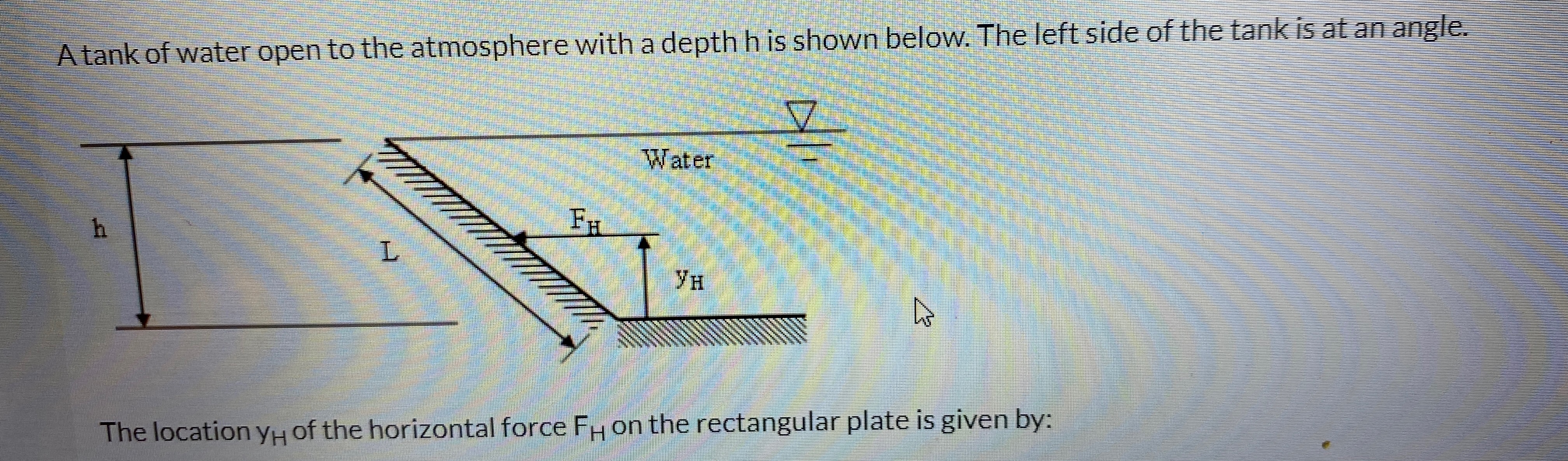 A tank of water open to the atmosphere with a