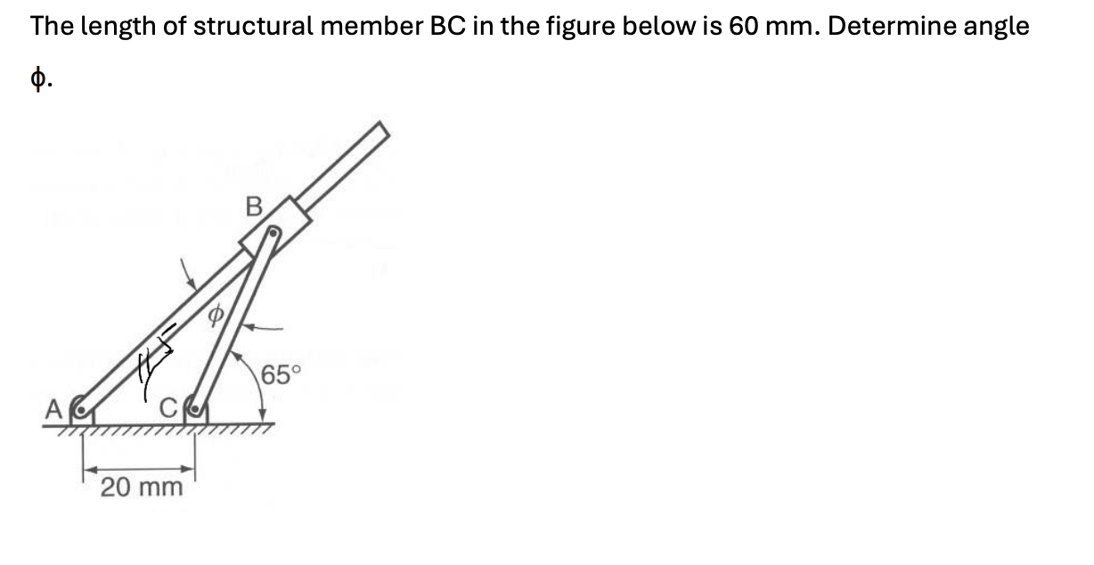 The length of structural member B C in the figure