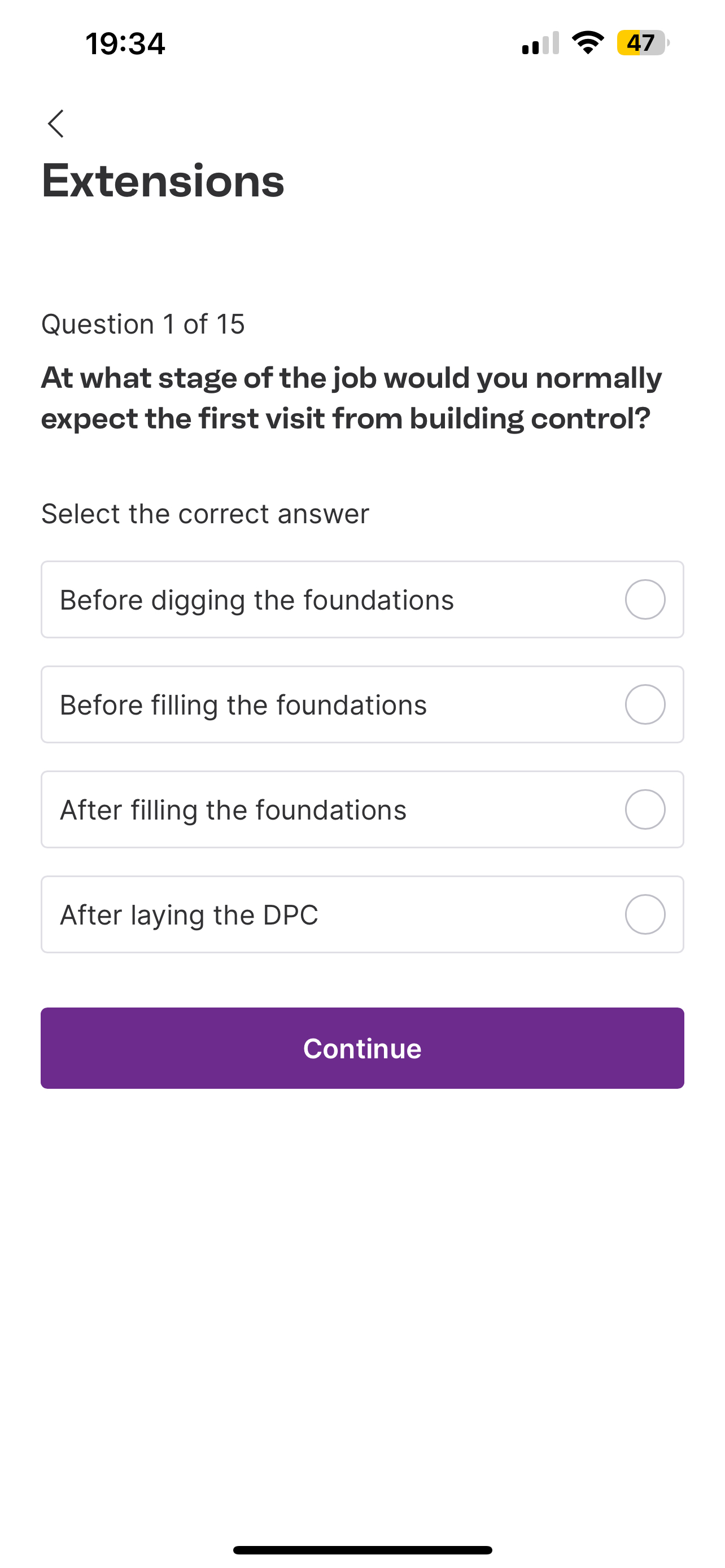 1 9 : 3 4 4 7 Extensions Question 1 of 1 5 At