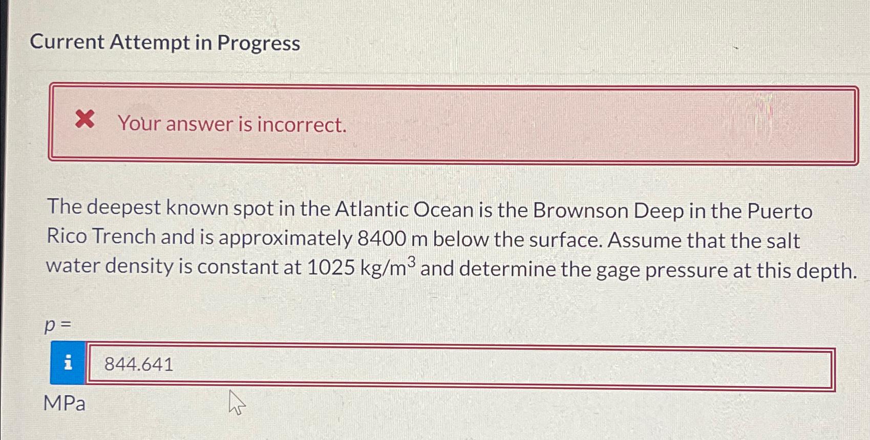 Current Attempt in Progress Your answer is