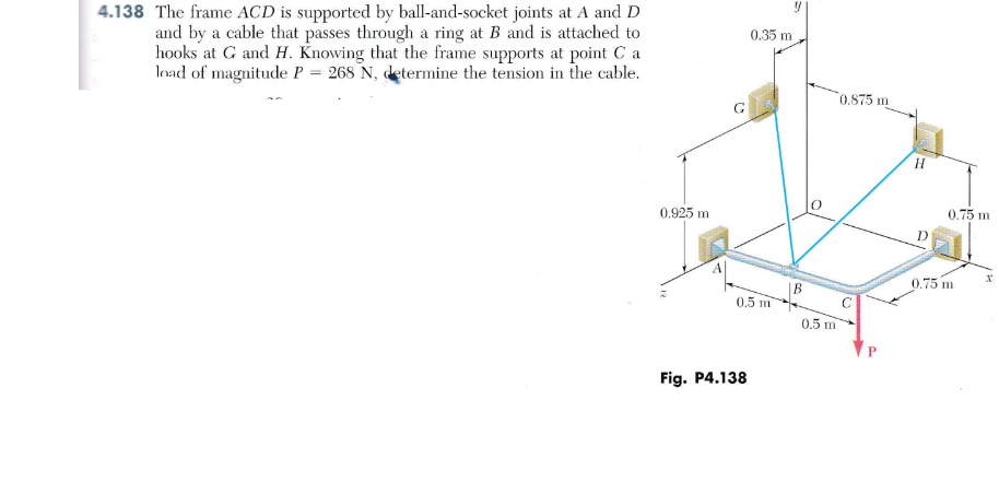 4 . 1 3 8 The frame ACD is supported by ball -