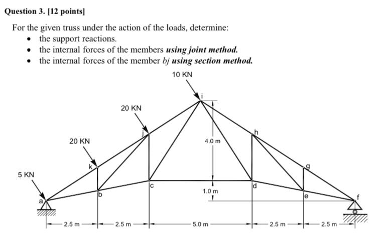 Question 3 . [ 1 2 points ] For the given truss