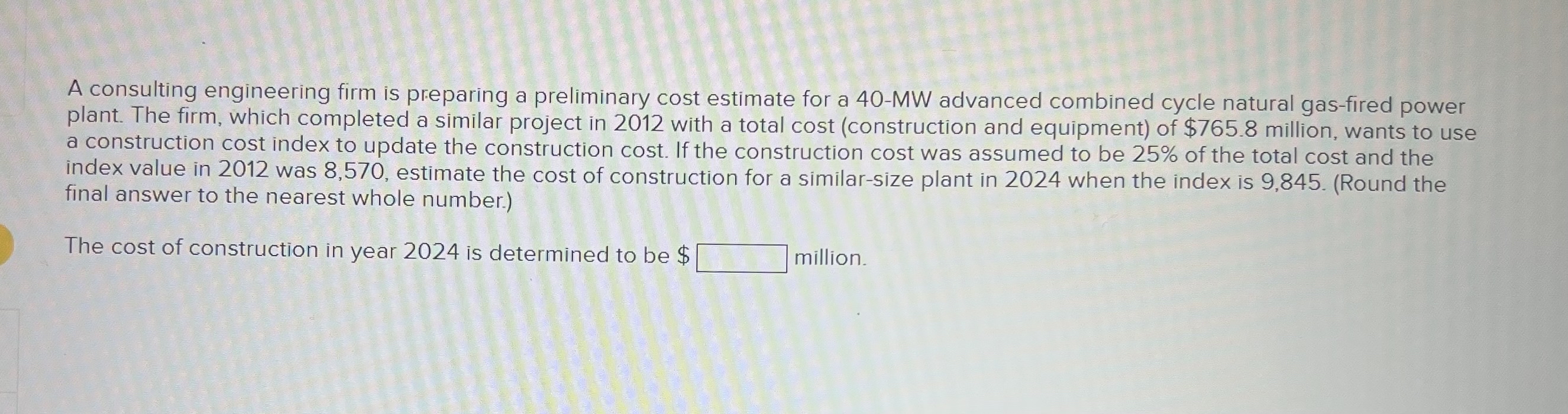 A consulting engineering firm is preparing a