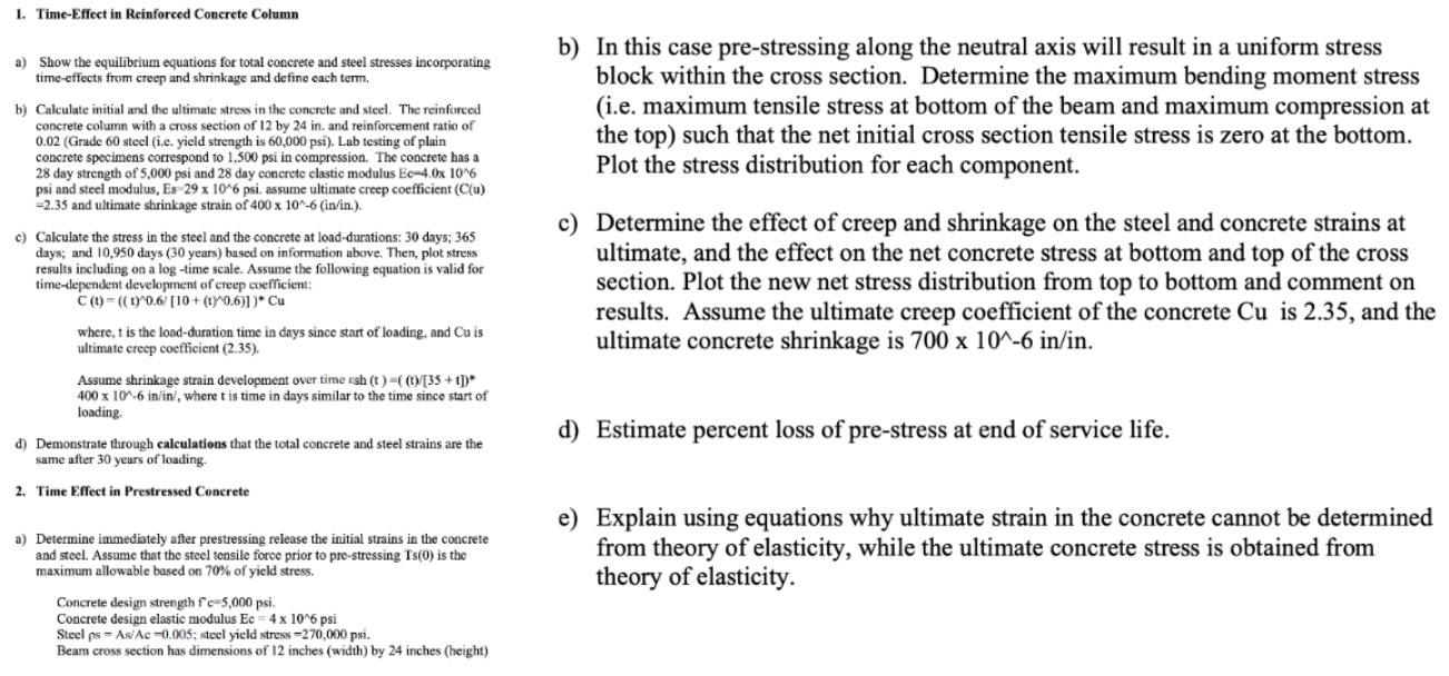 Time - Effect in Reinforced Concrete Column a )