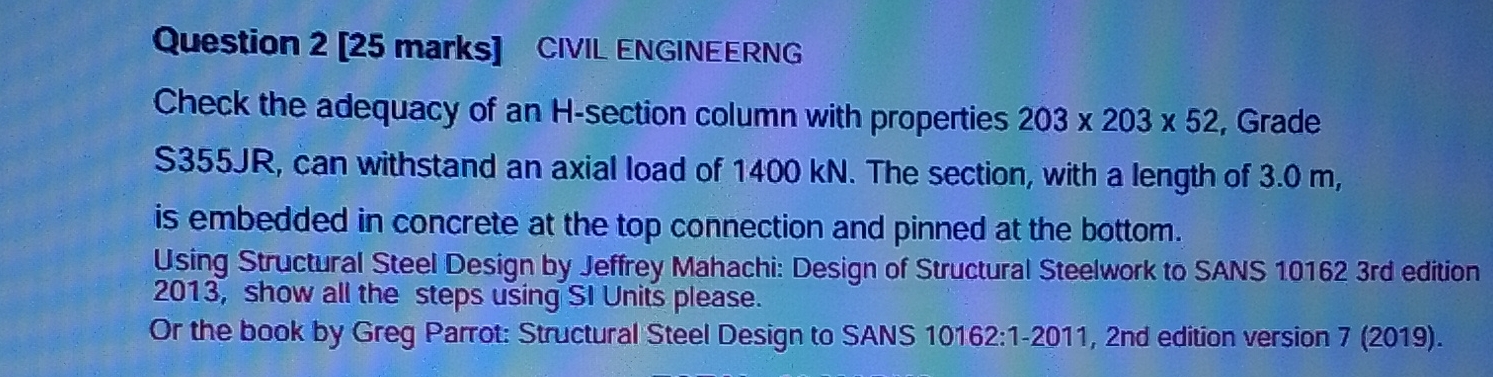 Question 2 [ 2 5 marks ] CIVIL ENGINEERNG Check