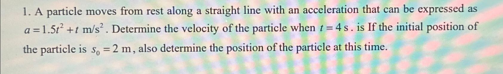 A particle moves from rest along a straight line