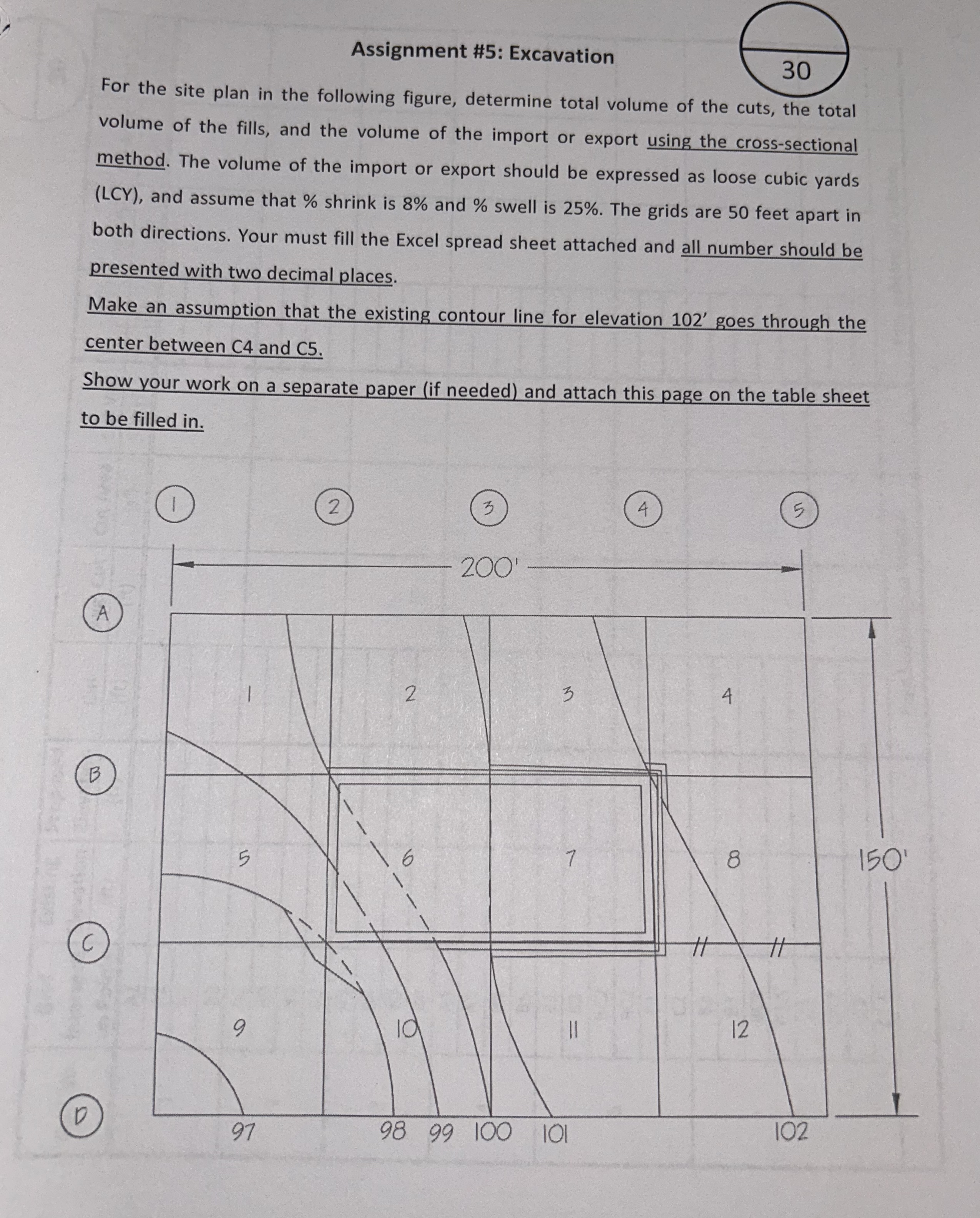 Assignment # 5 : Excavation For the site plan in
