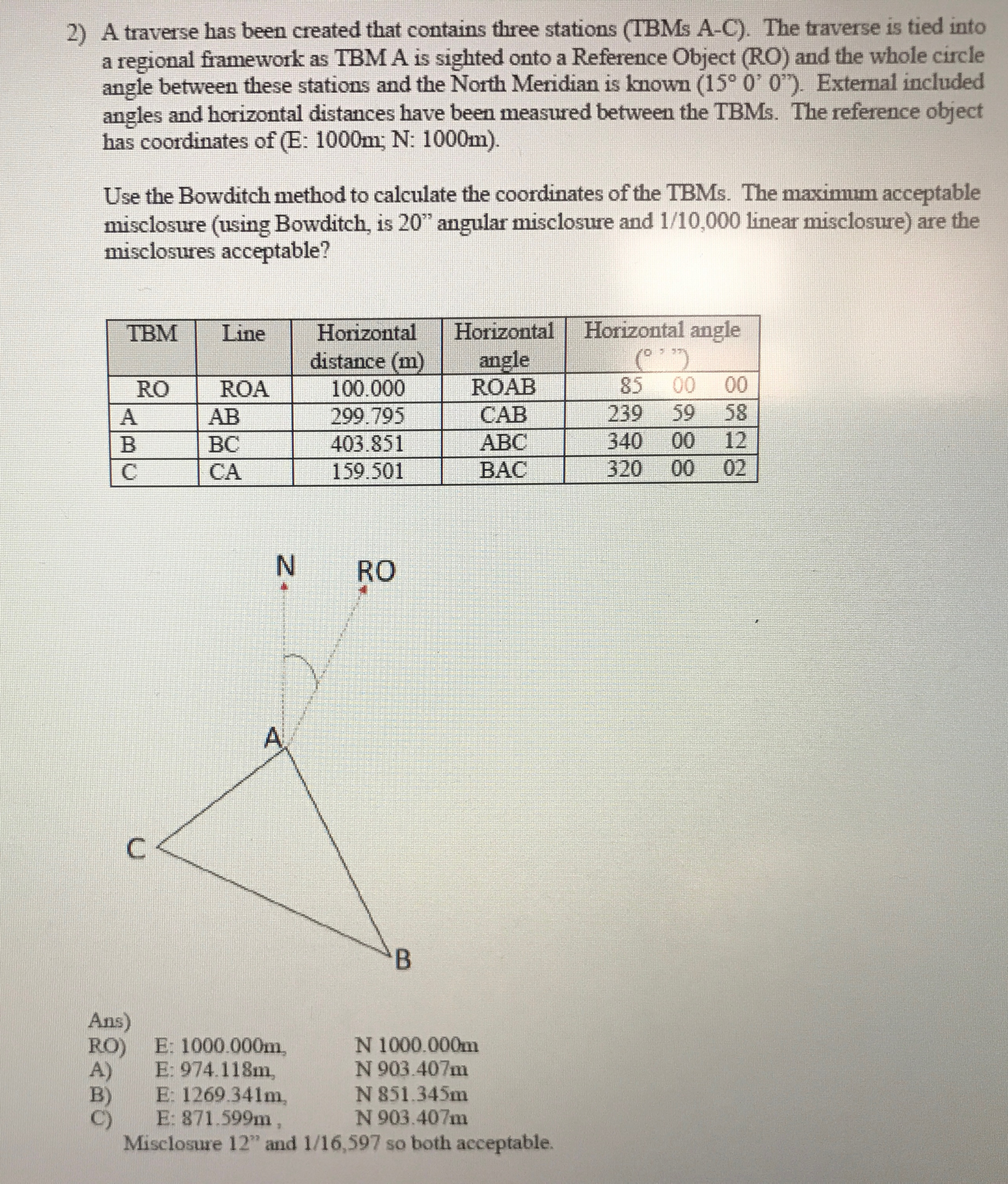 A traverse has been created that contains three