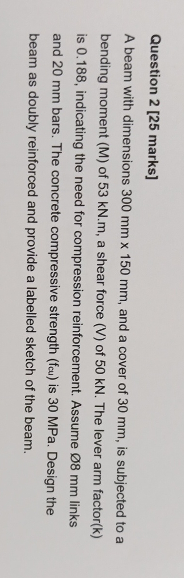 Question marks ] A beam with dimensions 3 0 0 m m