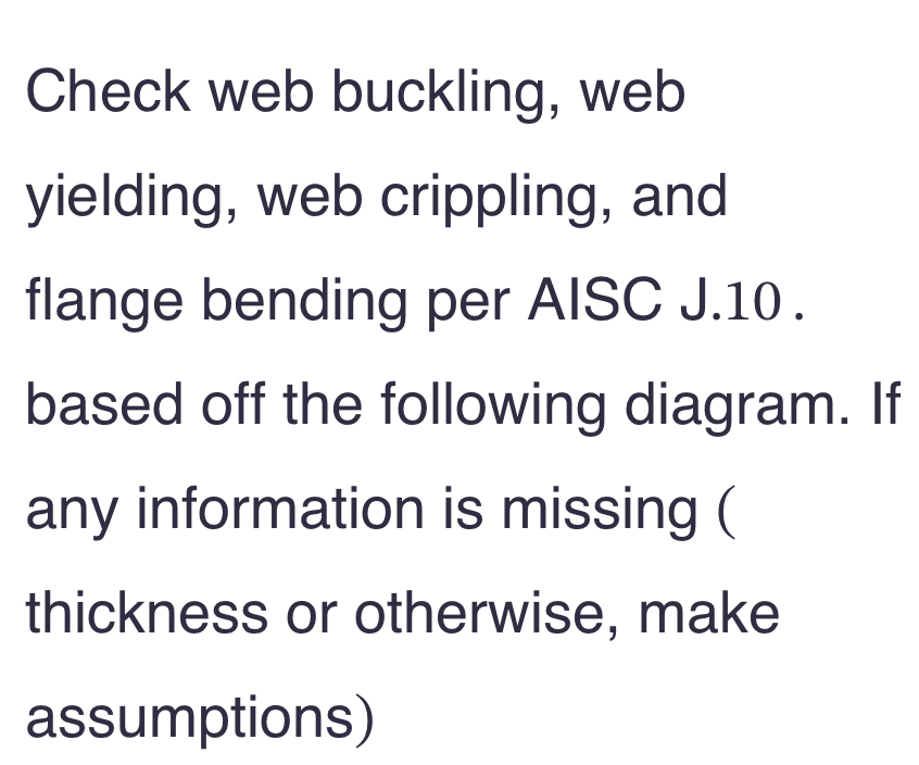 Check web buckling, web yielding, web crippling,