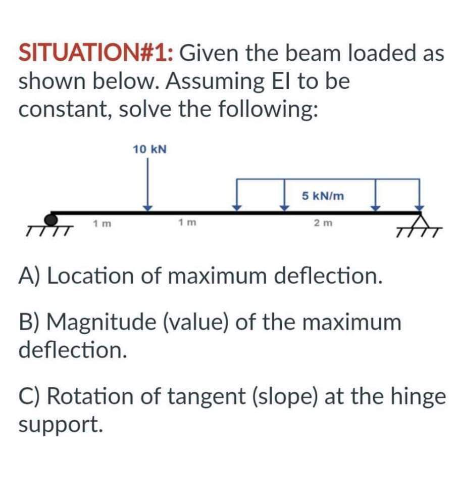 Civil Engineering Deflection Situation 1 Kindly