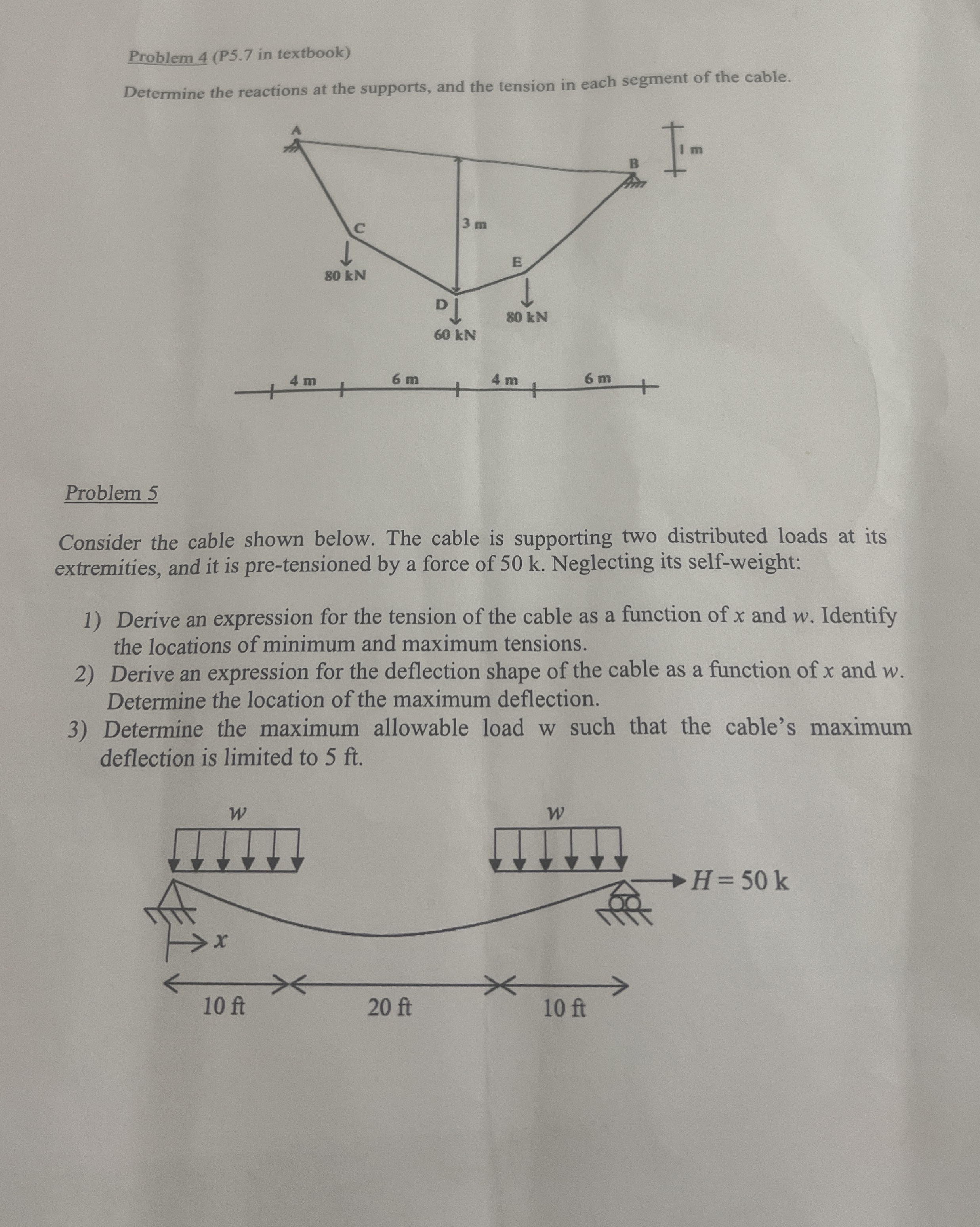 Problem 4 ( P 5 . 7 in textbook ) Determine the