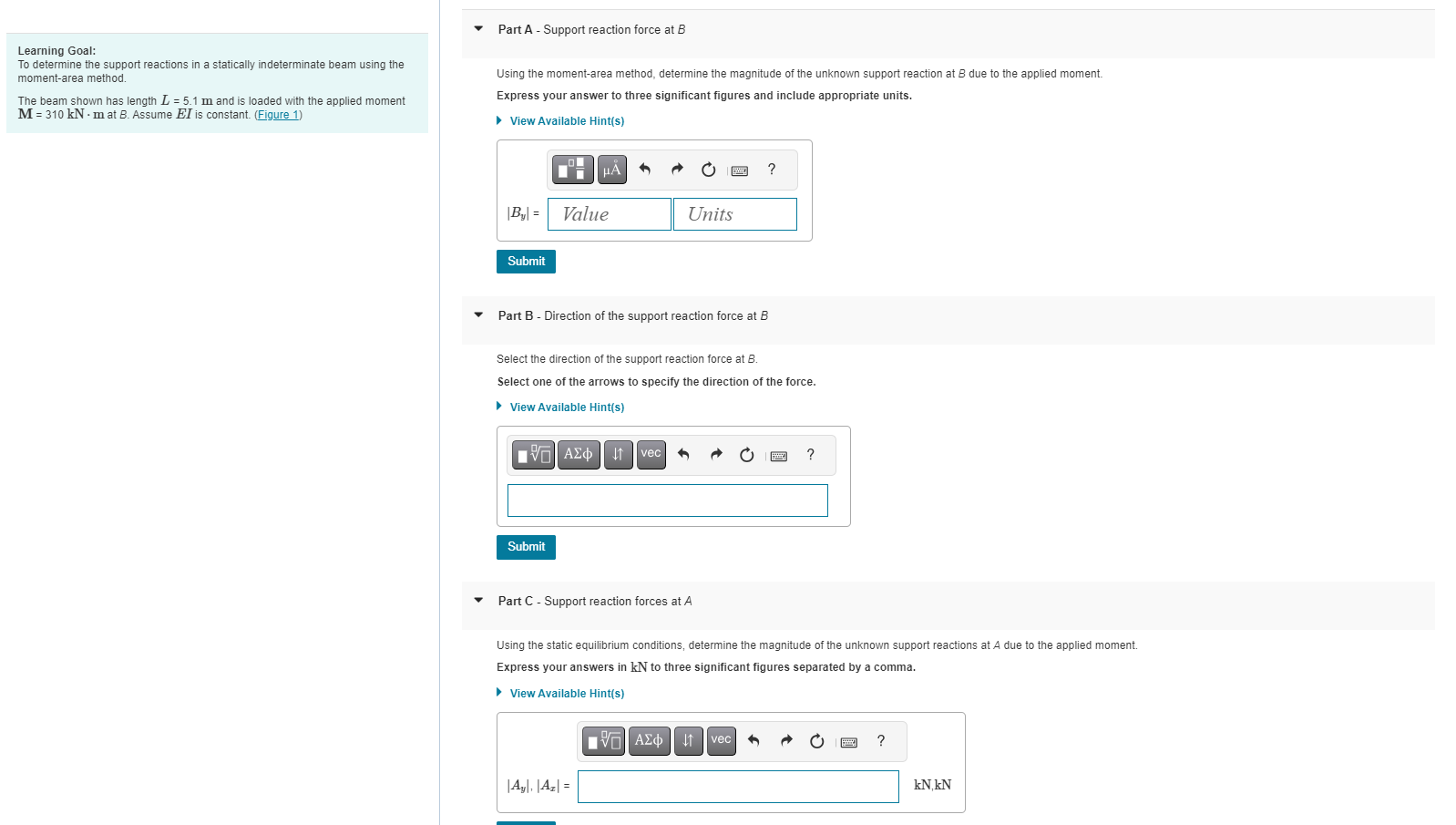 Part D - Direction of the support reaction force