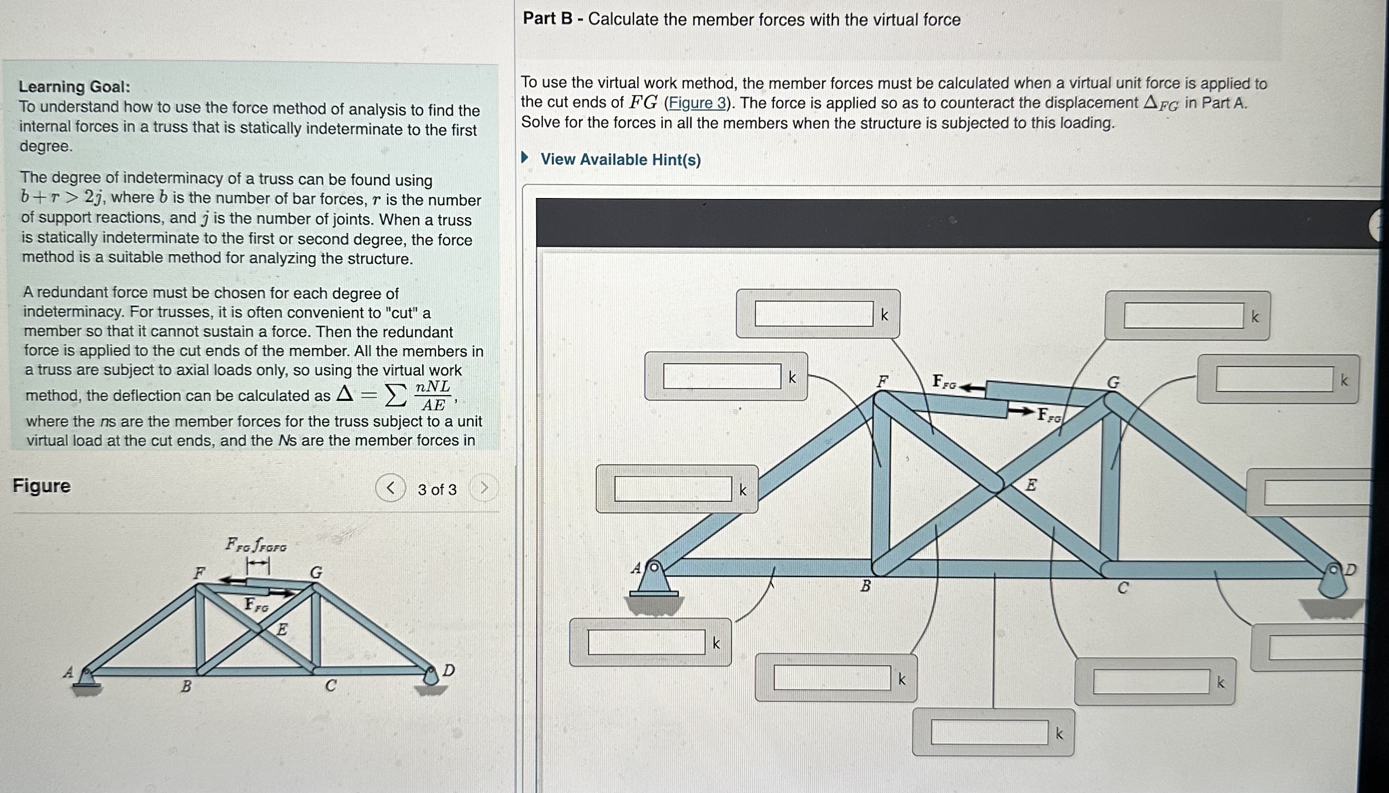 Part B - Calculate the member forces with the
