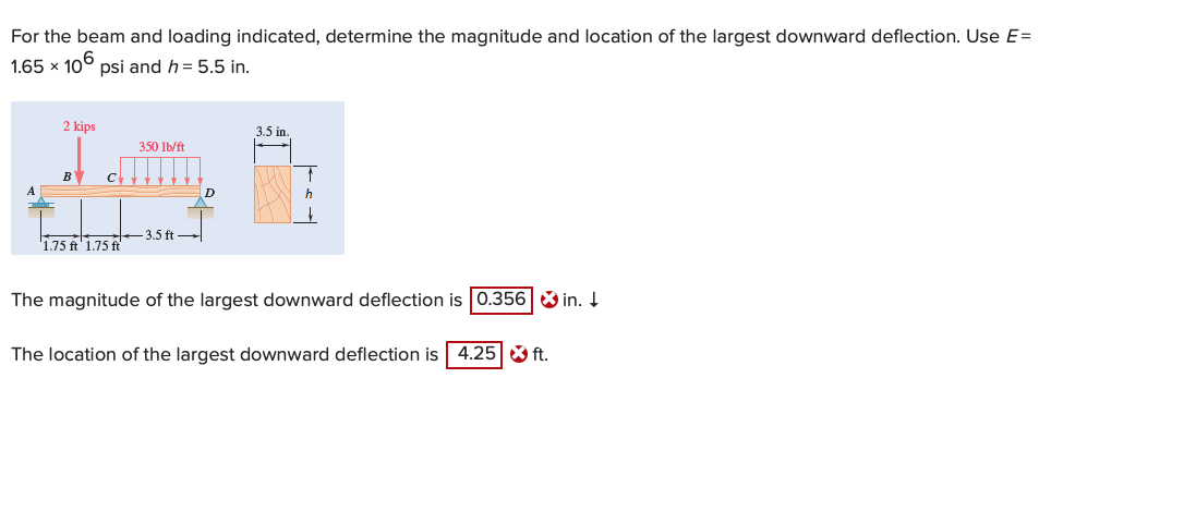 For the beam and loading indicated, determine the