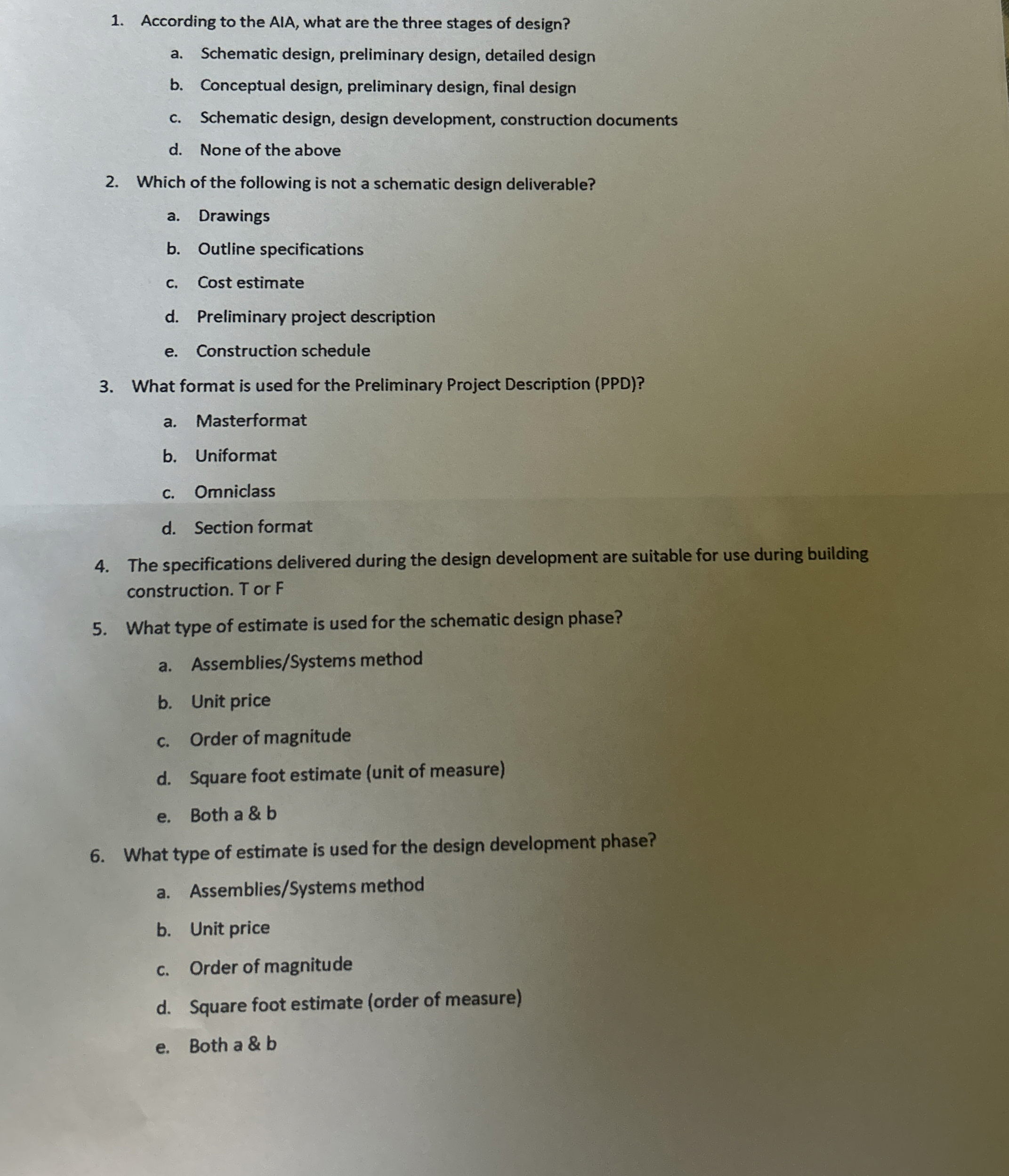 According to the AIA, what are the three stages