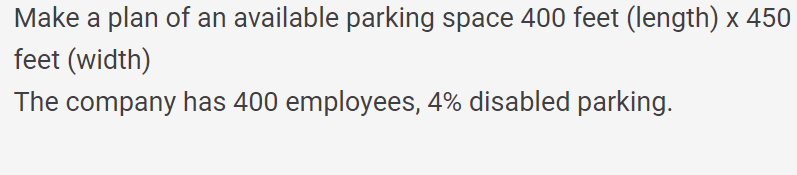 Make a plan of an available parking space 4 0 0