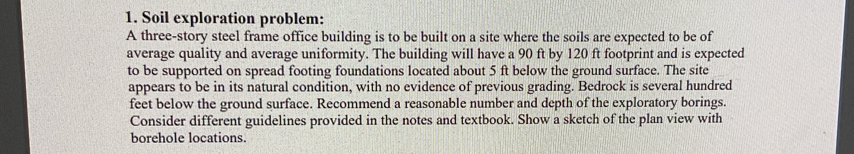 Soil exploration problem: A three - story steel