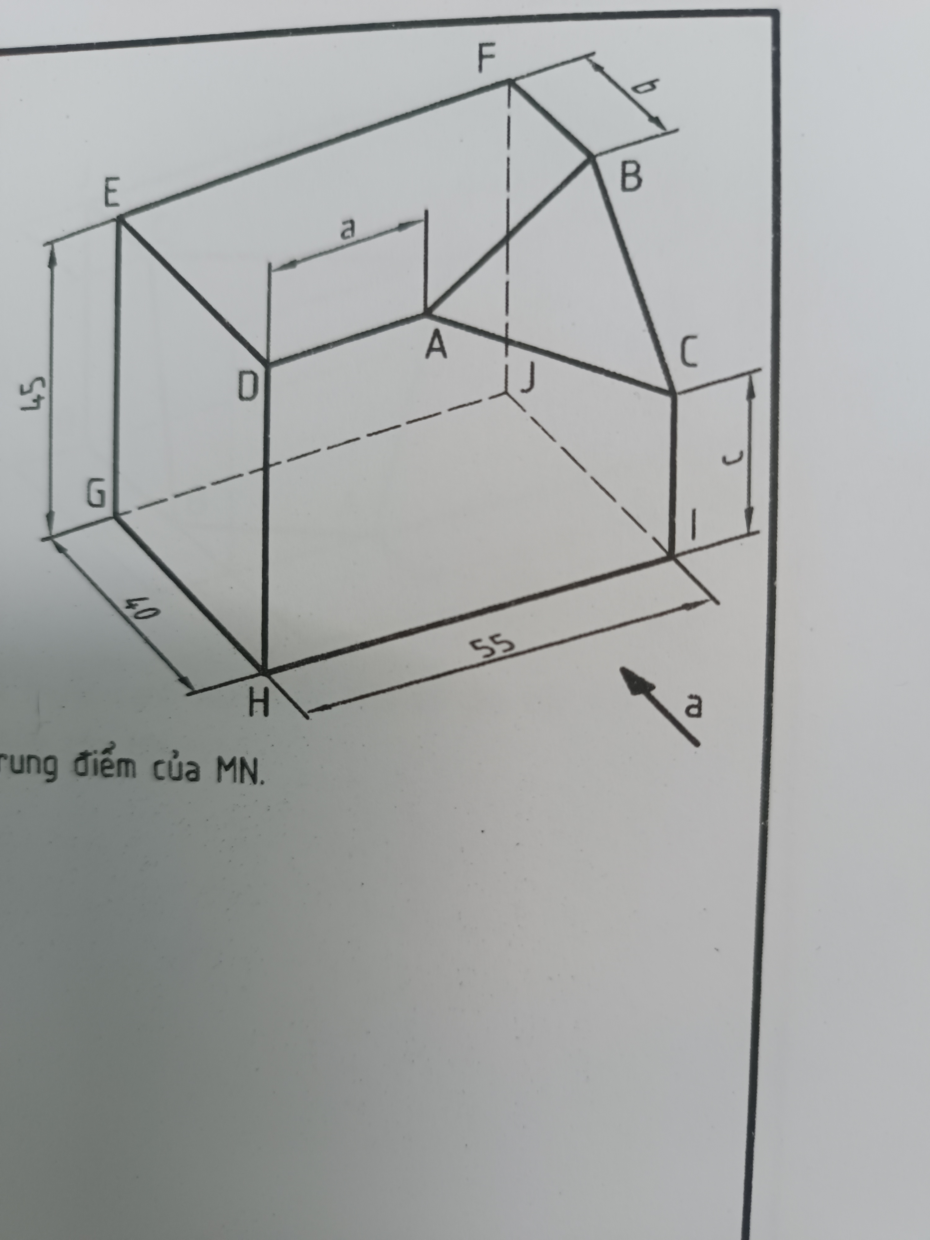 Draw the orthographic projections ( direction a )