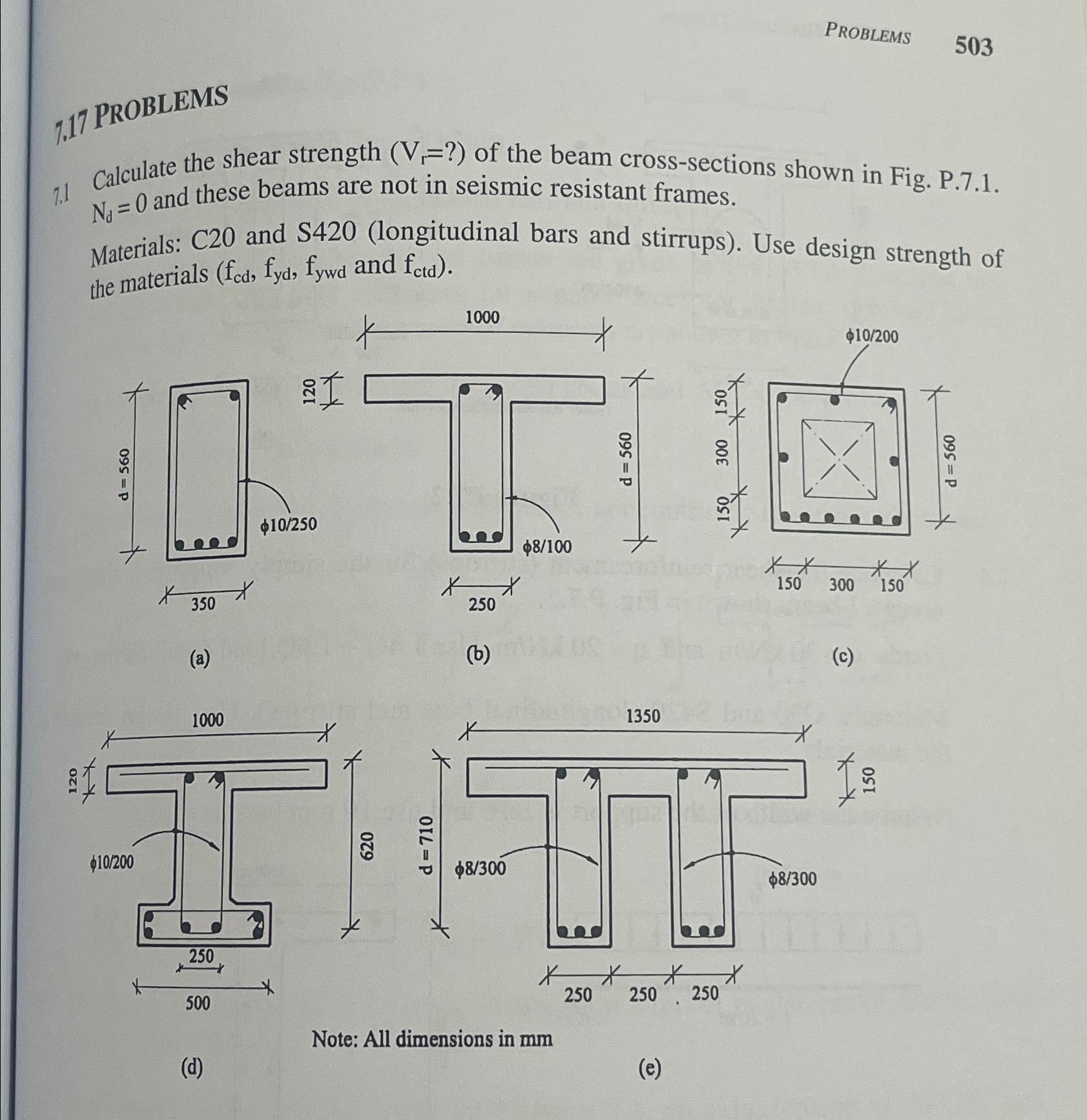 Calculate the shear strength of the beam cross -