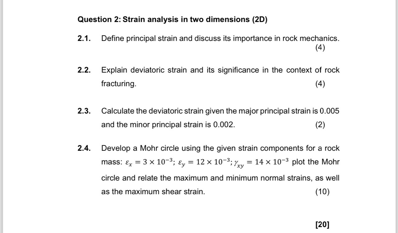 Question 2 : Strain analysis in two dimensions (